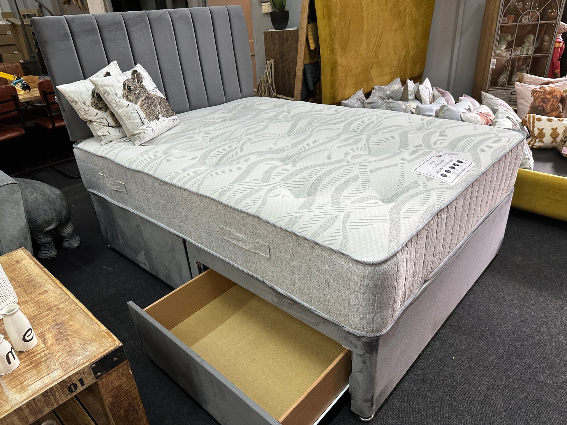  1000 Pocket Spring Mattress Divan Bed Deal 2 Drawer Headboard